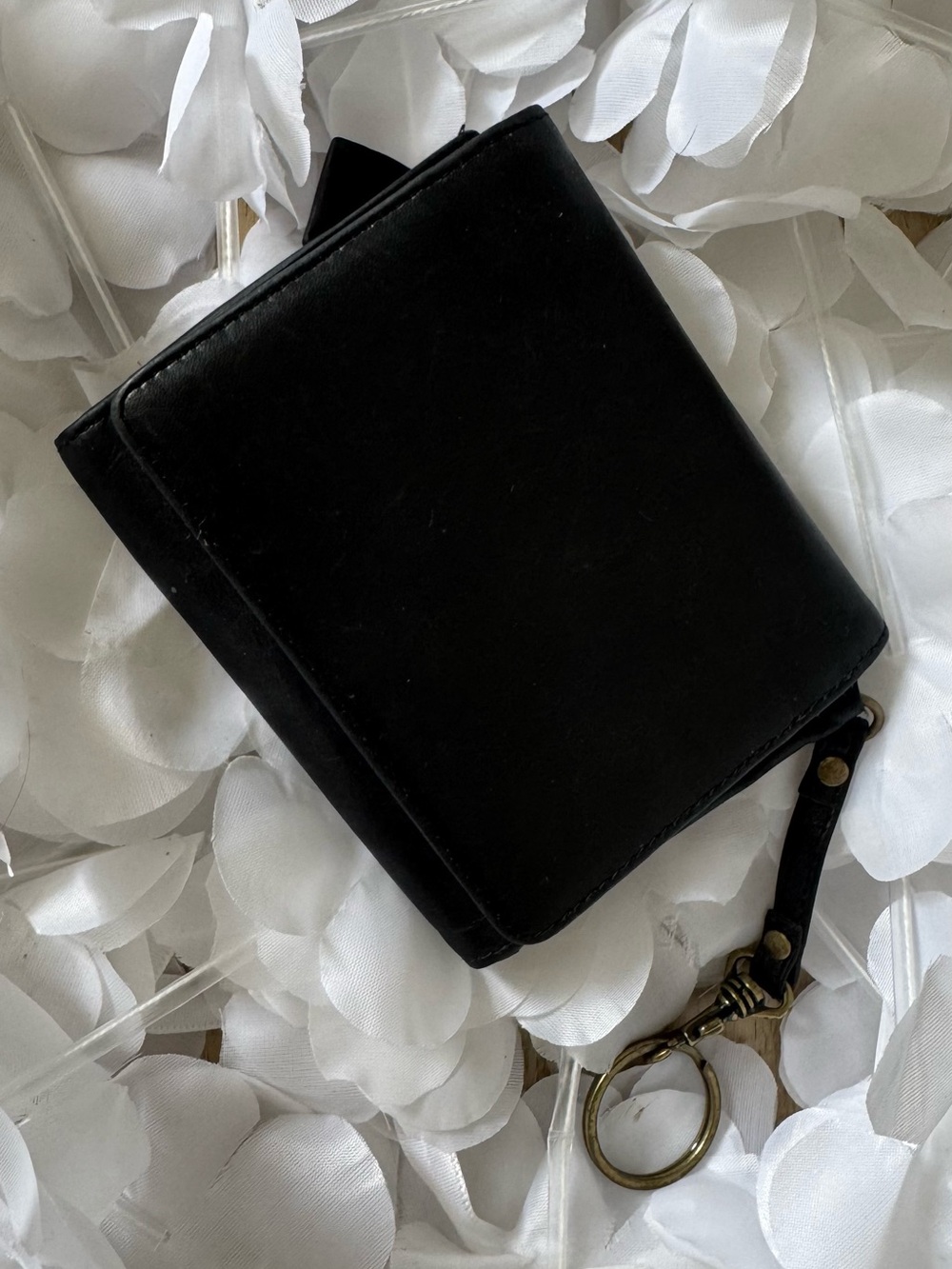 Black Leather Women's Key Ring Wallet